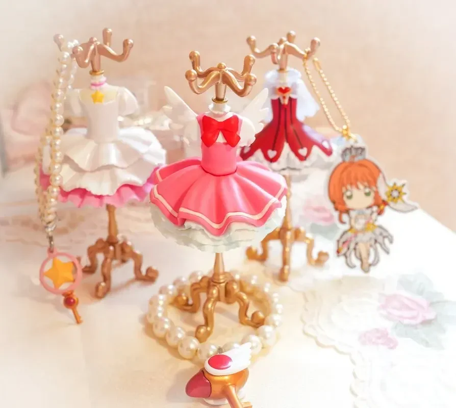 Bandai Genuine Gashapon 12cm Kinomoto Sakura Capsule 2 Dummy Hanger Dress Anime Action Figure Collection Ornament Models Toys