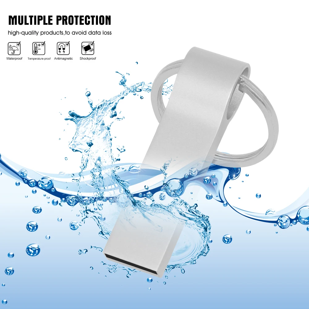 USB 2.0 Flash Drive Metal Pen Drive 64GB 32GB Pendrive U Disk 16GB Waterproof USB Stick Memory Stick Free adapter