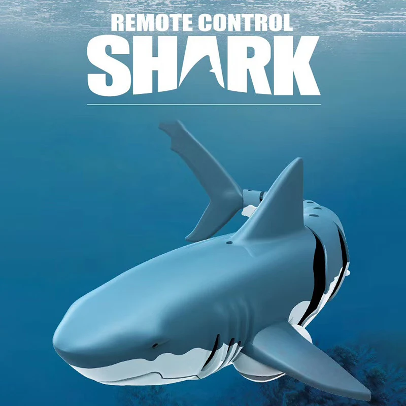 Simulation RC Shark Rechargeable Electric 2.4G Squirting Remote Control Shark With Light  Summer Children's Toy Boy Outdoor Toys