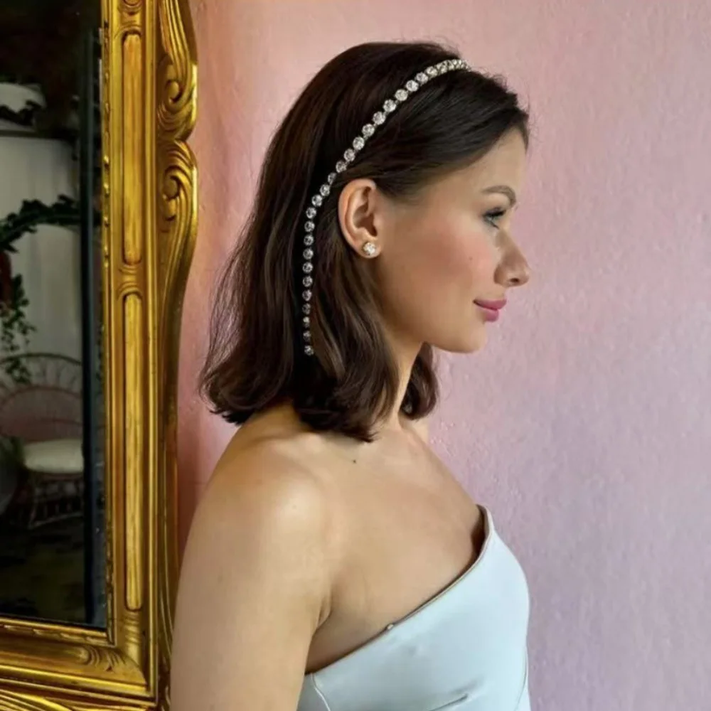 Rhinestone Tassel Hair Chain Headband Wedding Hair Jewelry for Women Girl Crystal Hair Head Hoop Hairband Headwear Fashion Party