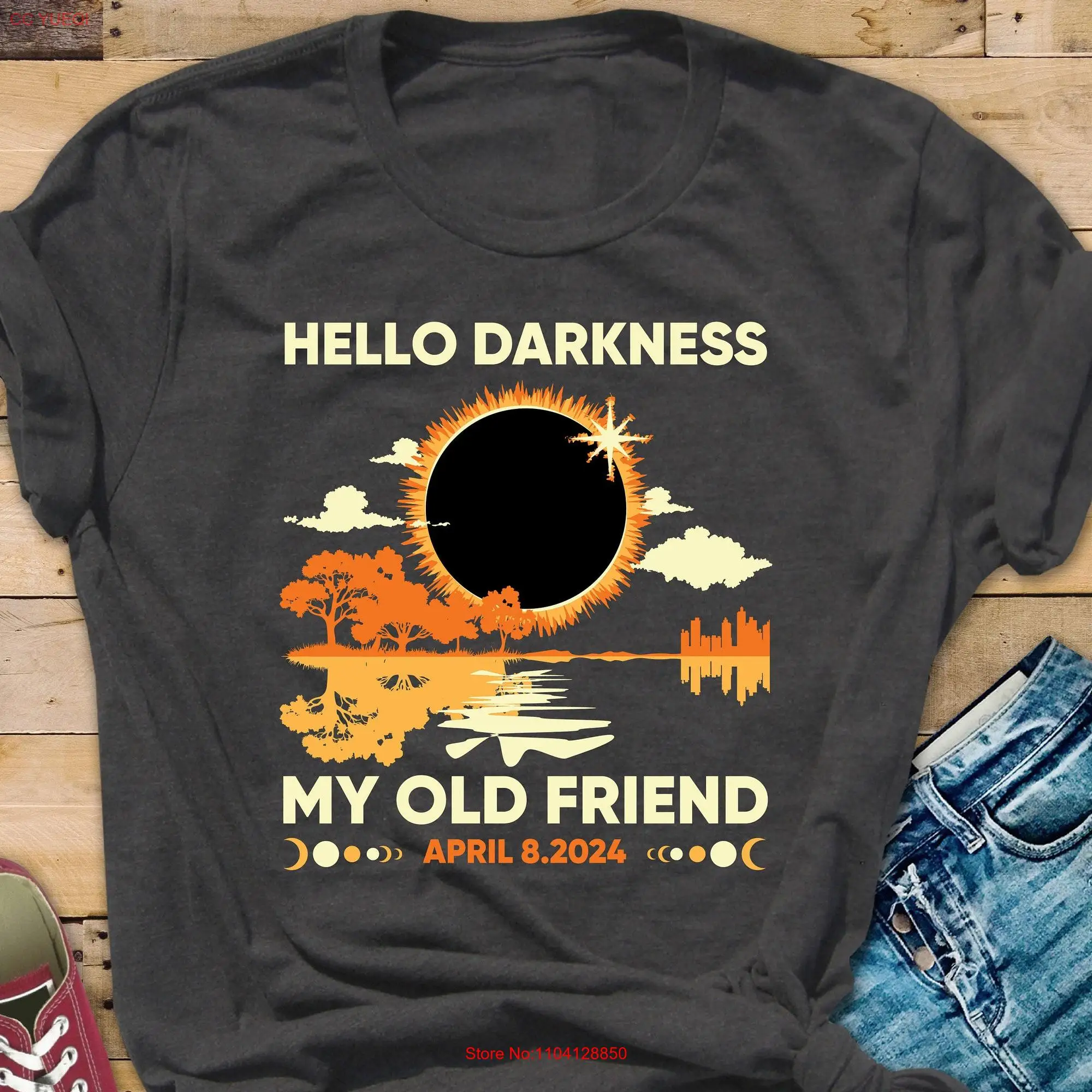 Camiseta de Hello Darkness Eclipse Total Solar 8 de abril de 2024, camisa de manga larga o corta para amantes de la astrología, recuerdo de EE. UU.