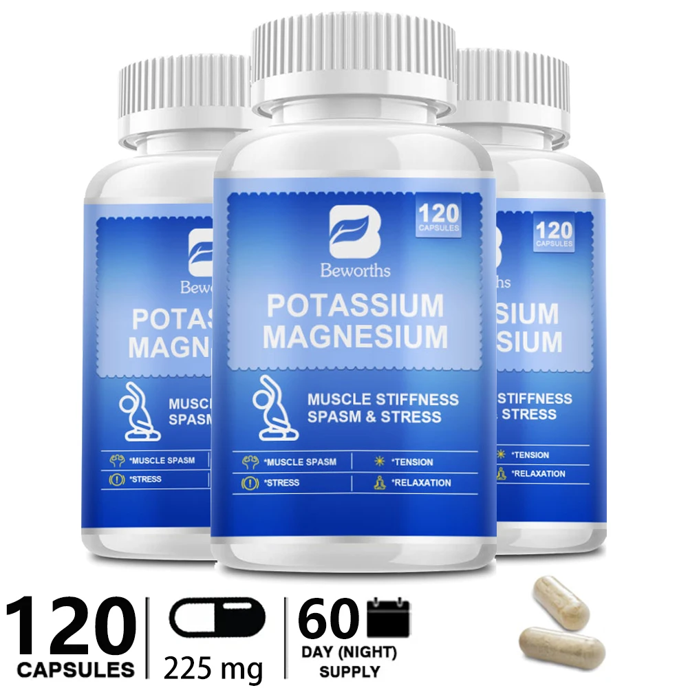 Potassium Magnesium Complex Supplements High Absorption Magnesium Citrate For Leg Spasms, Muscle, Bone, And Heart Health