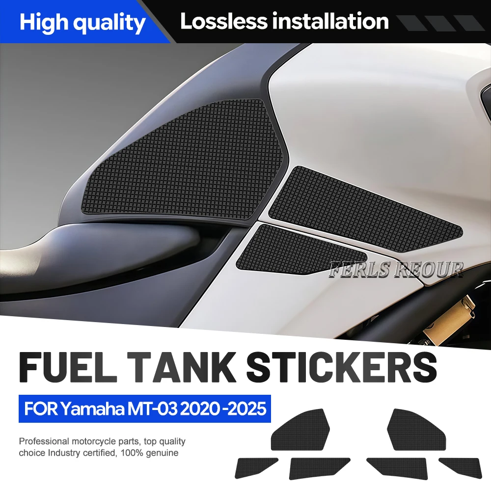 For Yamaha MT-03 2020-2025 Silicone Tank Anti Slip Stickers 3D Grid 3M Adhesive Naked Bike Grips Daily Riding Hot 2Pcs Kit