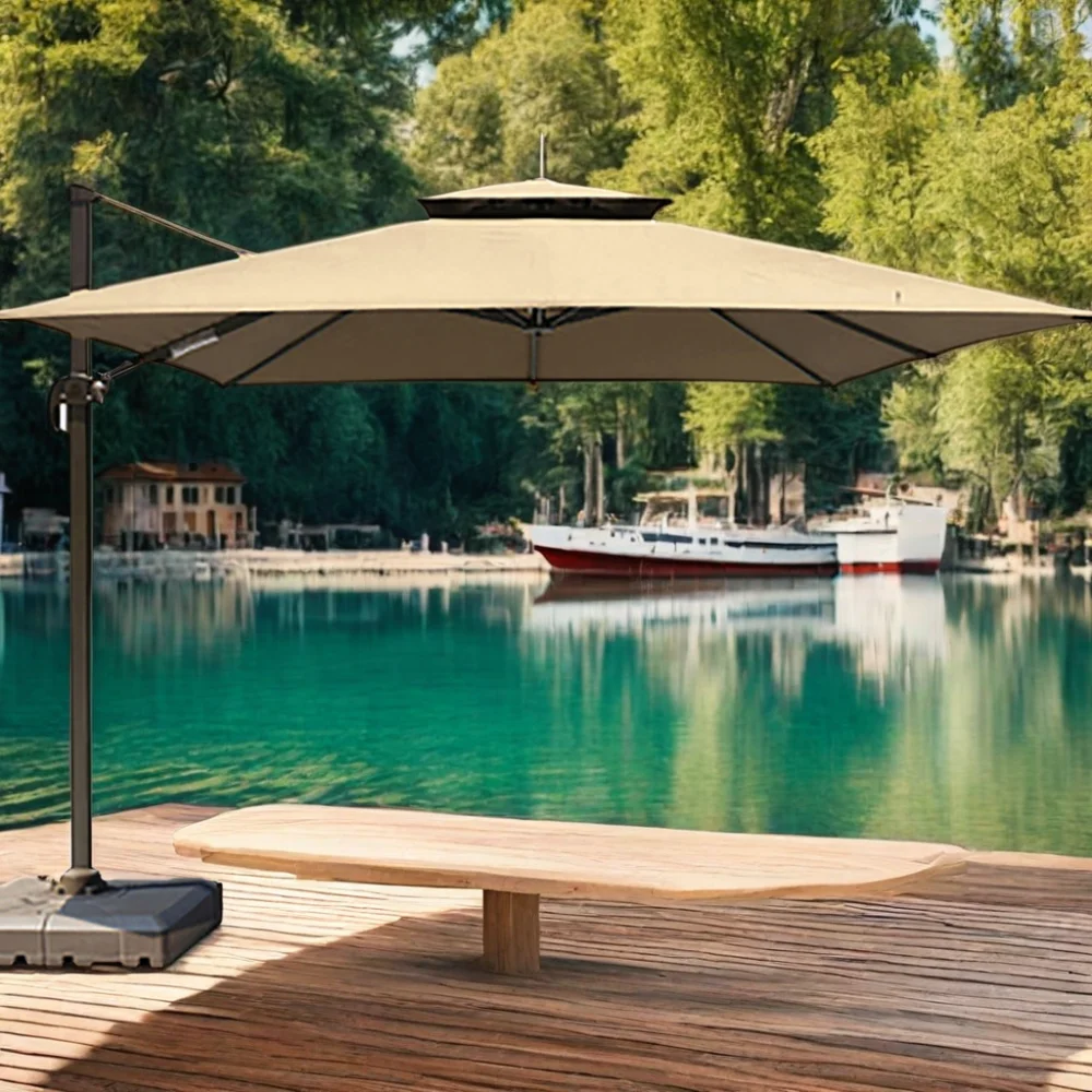 Leisure Beach Umbrella Aluminum Round Sun Parasol for Outdoor Swimming Pool Restaurant Leisure Garden Furniture
