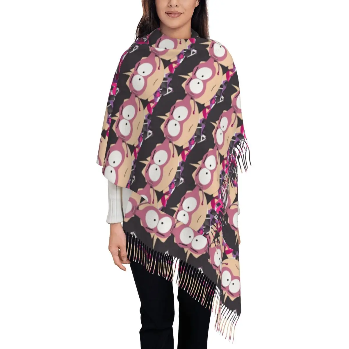 

Luxury South Park Call Girl Tassel Scarf Women Winter Fall Warm Shawls Wraps Lady Cute Cartoon Scarves