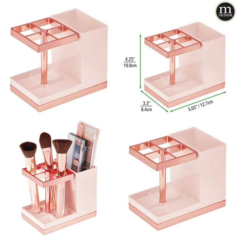 

Plastic Toothbrush and Toothpaste Storage Organizer Holder - Home Decor for Bathroom Countertop - Holds Toiletries and Beauty A