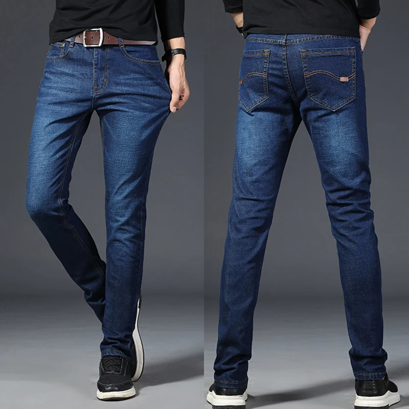 

Men's Straight Leg Work Jeans Autumn Winter Wear Resistant Loose High Waist Long Trousers Korean Faion Durable Casual Jeans