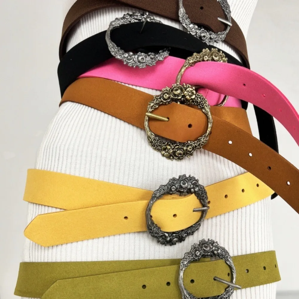 لينة زهرة ستوكات حزام سبيكة مقلد الجلود البوهيمي حزام Y2k السراويل الجينز الزخرفية زنار السيدات #4