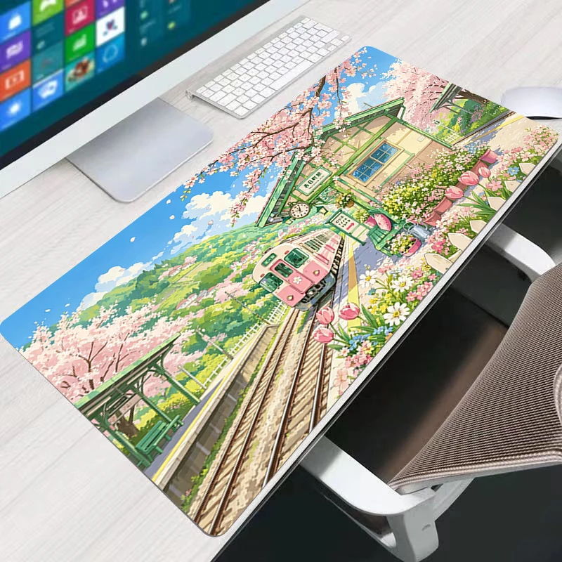Mouse Pad Japanese Anime Scenery Extended Desk Mat Healing Mouse Mat Keyboard Pad PC Gaming Rug Office Mousepad Home Table Pad