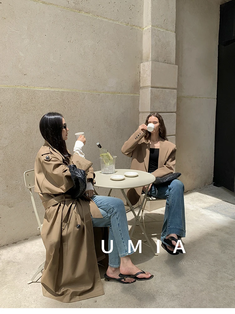 Lautaro Spring Autumn Oversized Khaki Long Grey Trench Coat for Women Double Breasted Loose Casual Korean Fashion Overcoat 2024 26 Sf49e0450c17c423a8bbfe45d89b42422X