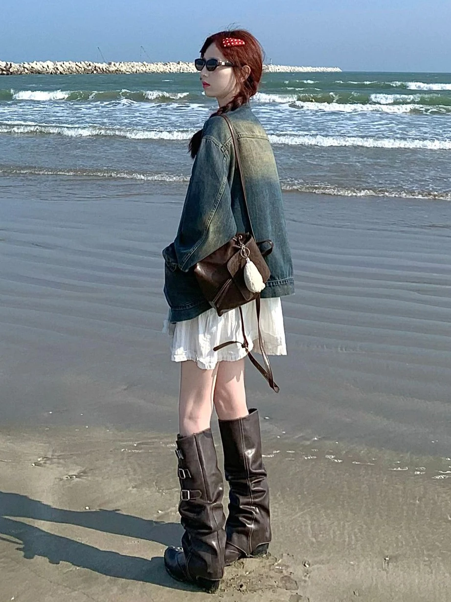 

Женские демисезонные куртки, пальто для женщин, модные градиентные эластичные подол, западный стиль, студенческий кампус, карман на пуговицах, повседневные, простые