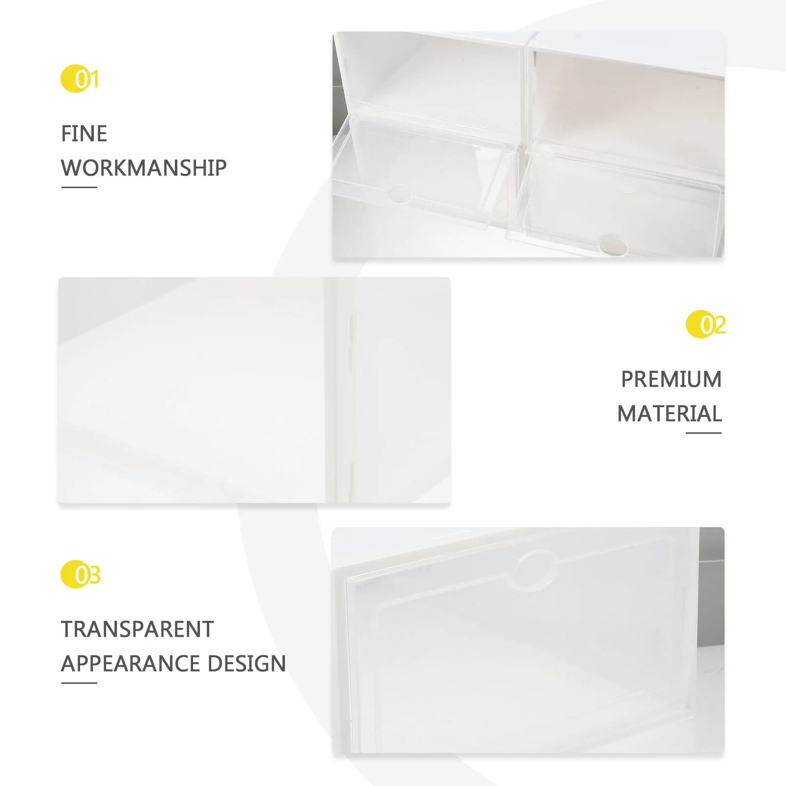 

4Pcs Thickened Plastic Shoe Box Waterproof Dustproof Storage for Home Stackable Transparent Lid Shoe Holding Container