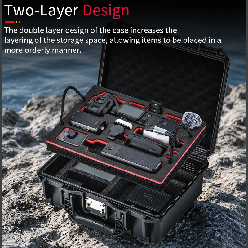 STARTRC 2-lagige Tragetasche für DJI OSMO Pocket 4P Combo Kamera-Zubehör, wasserdichte Aufbewahrungsbox, Tragetasche