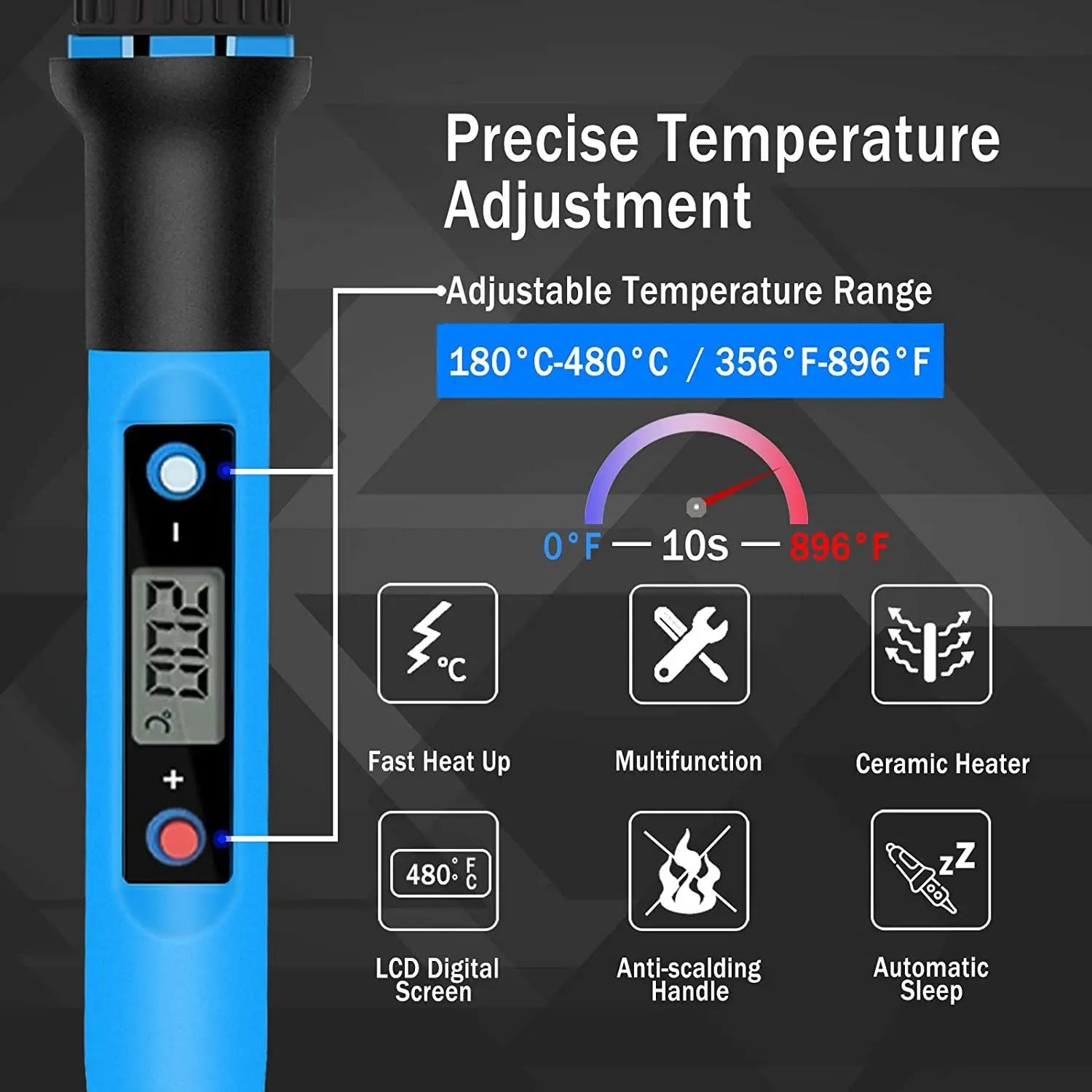 Professional Electric Soldering Iron with LED Display, 80W Adjustable Temperature, Home Repair Tool Kit for Electronics