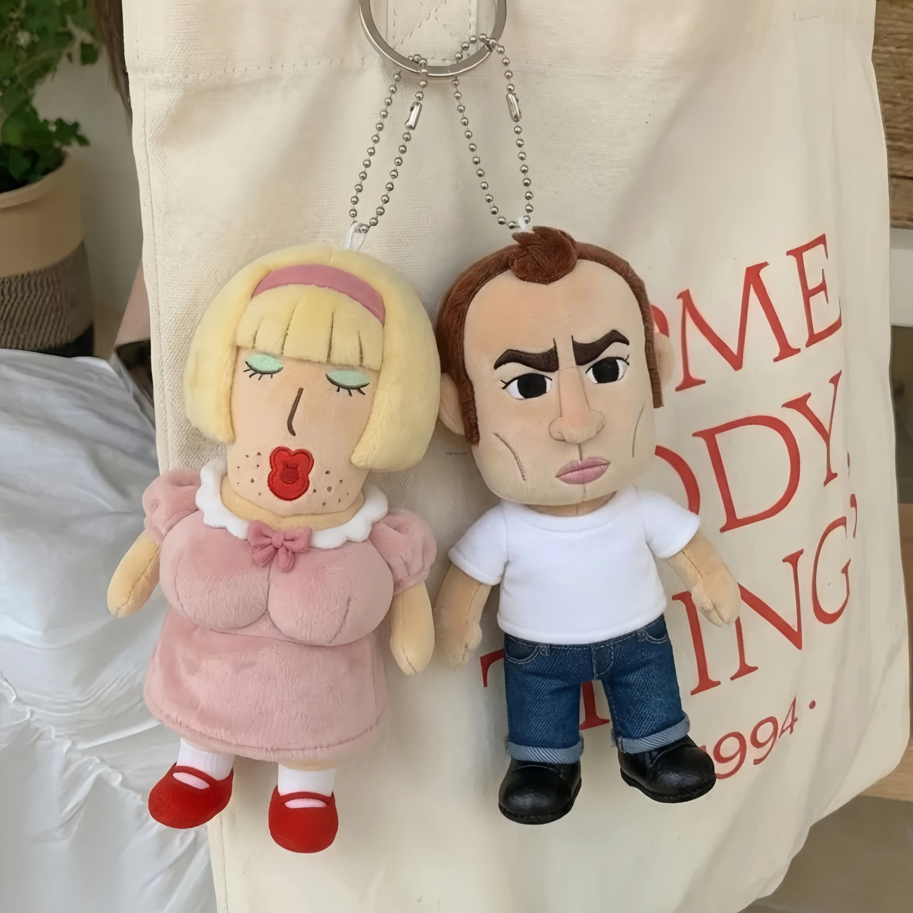 Funny Ugly Couple Plush Keychain Abstract Face Male Female Doll Bag Pendant Cute Collectible Gift For Backpack Decor Ornament - view 3