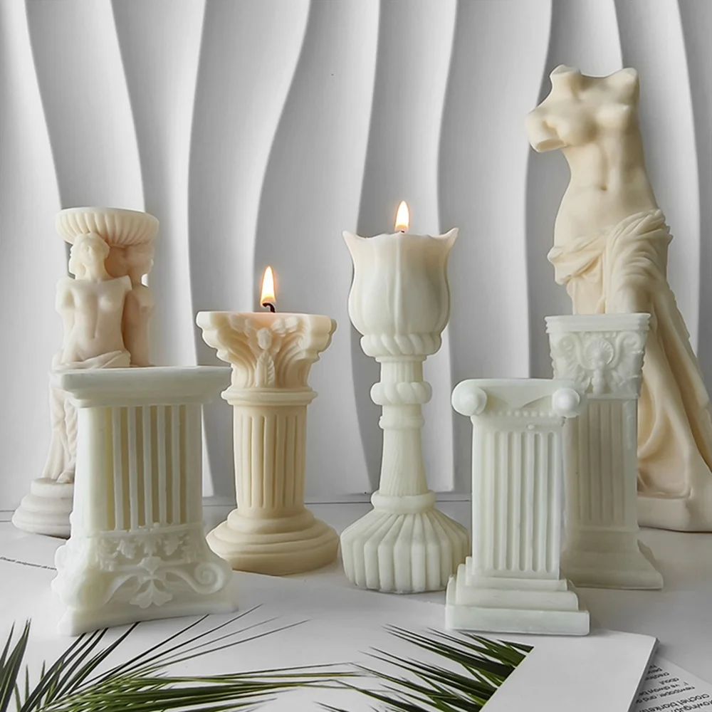 Roman Column Aromatherapy Candle Silicone Mold Creative Handmade Silicone Mold Scented Making Tools 3D DIY Handmade Fragrance