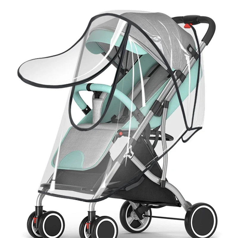 Nuovo passeggino universale copertura antipioggia auto per bambini tempo vento protezione solare trasparente traspirante trolley ombrello