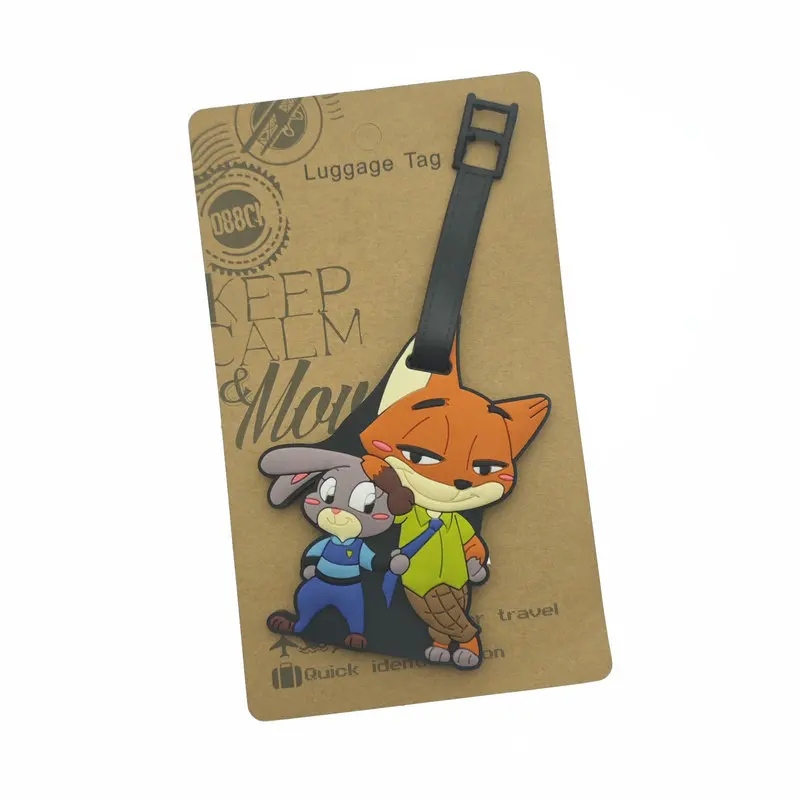 Etiqueta de equipaje Zootopia, bonita etiqueta de silicona con dibujos animados de Judy Hopps, identificador de equipaje para viajeros y niños, regalo