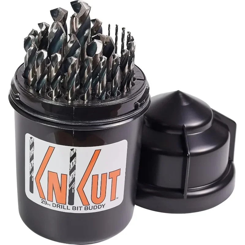 

KnKut 29 Piece Drill Buddy Jobber Length Drill Bit Set 1/16"-1/2" by 64ths