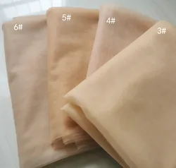 Skin-friendly Plain Yarn Beige Nude Skin Anti Hook Wedding Dress Fabric Transparent Soft Lightweight Invisible Netting Tulle