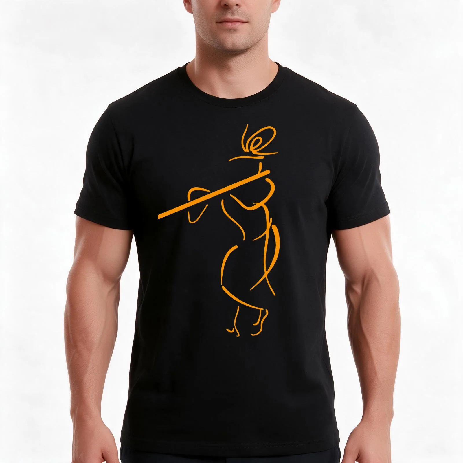 Krishna - Hare Krishna Playing Flute T-Shirt, Summer Casual Cotton Tee, Oversized Streetwear Tops, Vintage Graphic Print