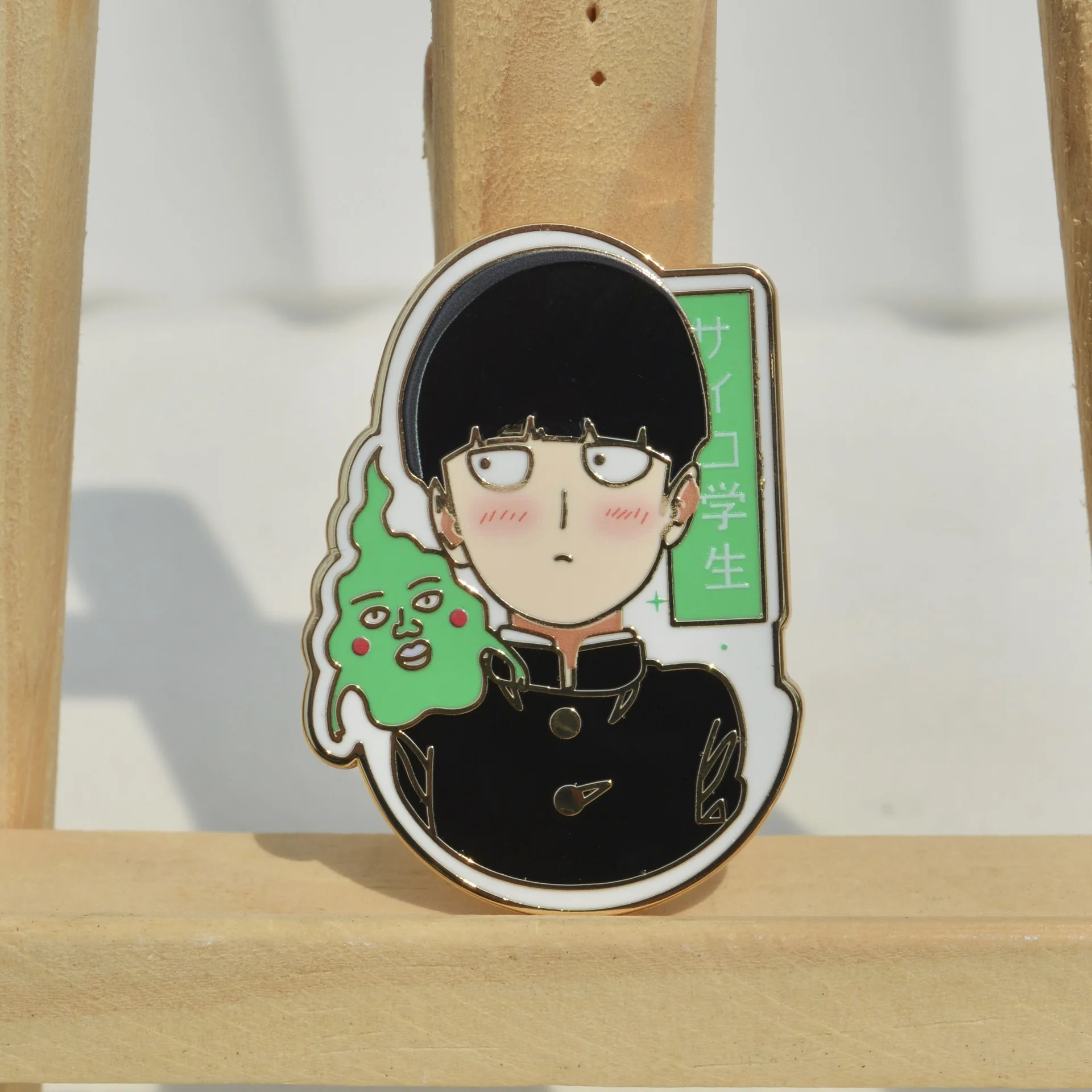 Mob Psycho 100 Metal Badge Mobu Dimple Enamel Brooch Japanese Anime Accessory Pin