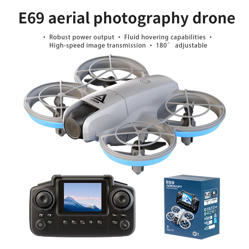 E69 Drone with Screen Remote, HD Dual Cameras, Optical Flow Positioning,Stunt Flips, One-Key Return, Gift for Kids Beginners