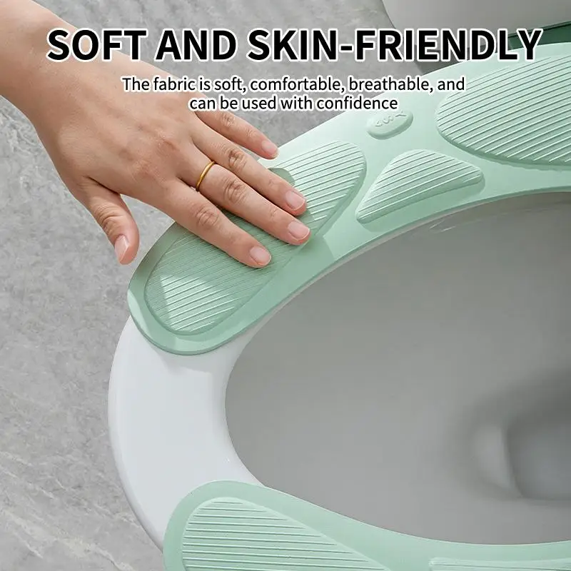 2Pcs/Set Waterproof Toilet Seat Cover Washable Universal Soft Toilet Seat Cushion Seat Lid Pad Solid Color Bathroom Accessories