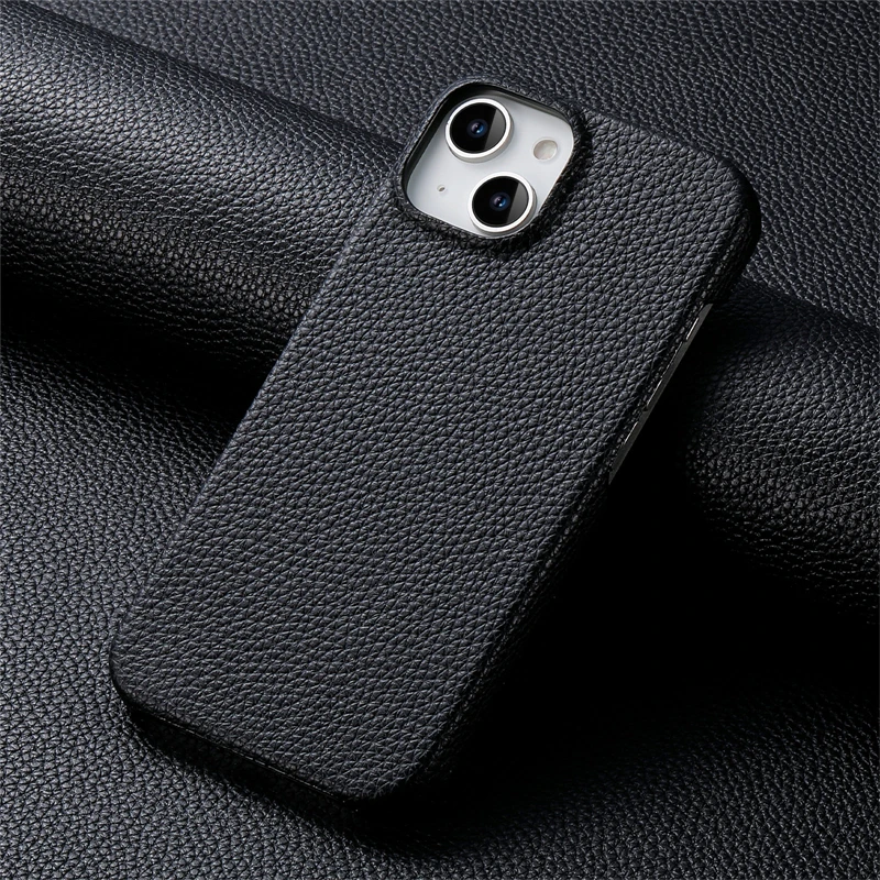 Fashion Leather Litchi Texture Phone Case For iPhone 15 Pro Max 14 11 12 13 Pro XS Max 7 8 Plus X XS SE 3 Solid Color Hard Cover