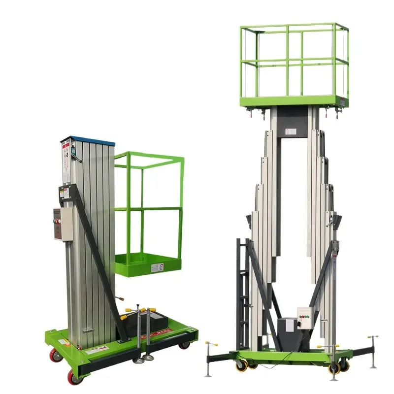 Production of single/double masts aluminum alloy lifts 6/8/10/12/14 meters mobile lifting platform movable