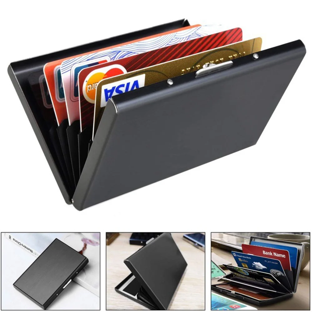 Porte-cartes fin pour hommes, portefeuille RFID, porte-cartes de crédit, boîte à cartes cool, clip protégé, motif d'image gravé