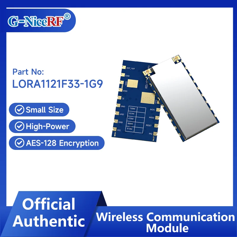 

NiceRF| 2PCS LORA1121F33-1G9 433/470MHz 2W, S-band 1.9-2.0 G 1W Wireless Dual-Band Communication Module LR1121 chip 0.5PPM TCXO