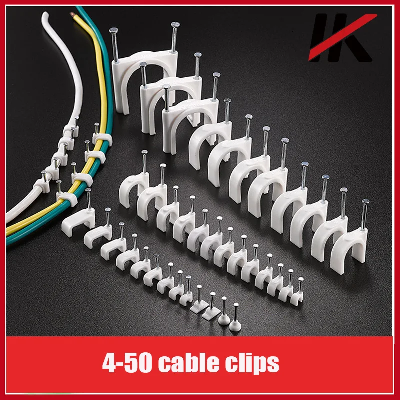 

100pcs 4-50mm Cable clips cable organizer and chargers black and white circle cable clips Guiding line Plastic Wire conduit