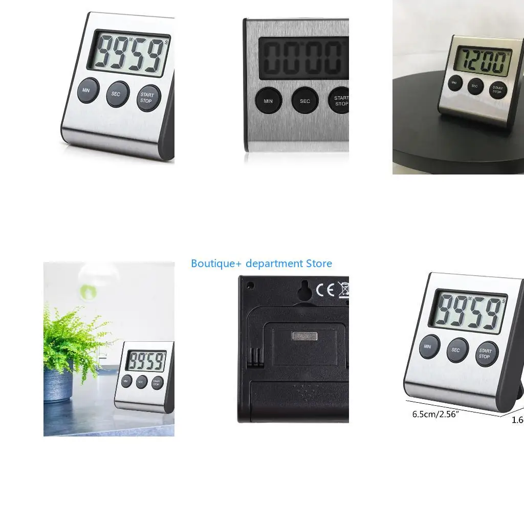 E1PD Digital Mini Kitchen Timer Alarm Clock Cooking Timer for Cooking Study Sports Meeting Parking Steel