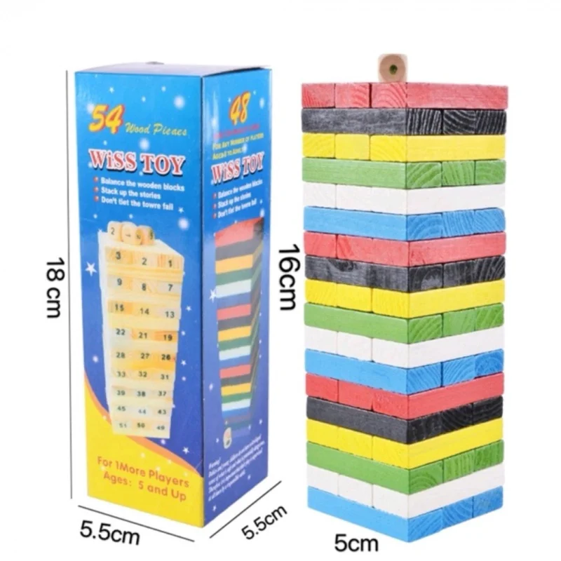 Blocos De Construção De Madeira Wiss, Cor Plain Toy, 54 pcs