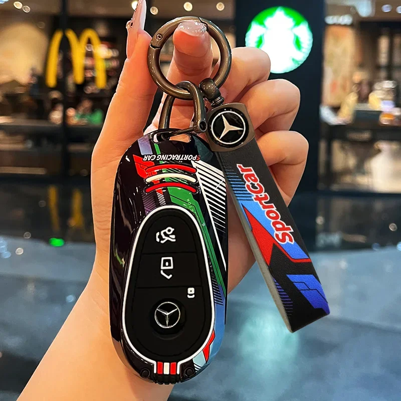 Racing Style Metal Car Key Case Fob Cover for Mercedes Benz C S Class W206 W223 S350 C300 S400 S450 S500 C200L C260L S400L S450L