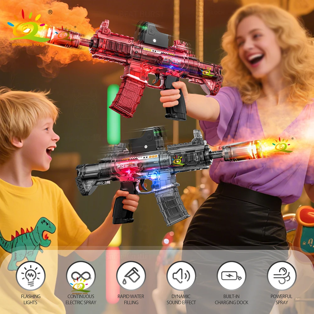 HUIQIBAO Electric Smoke Light M416 Rifle Gun Toy With Light Linkage Gun Outdoor Holiday Christmas gifts for Adult Boys