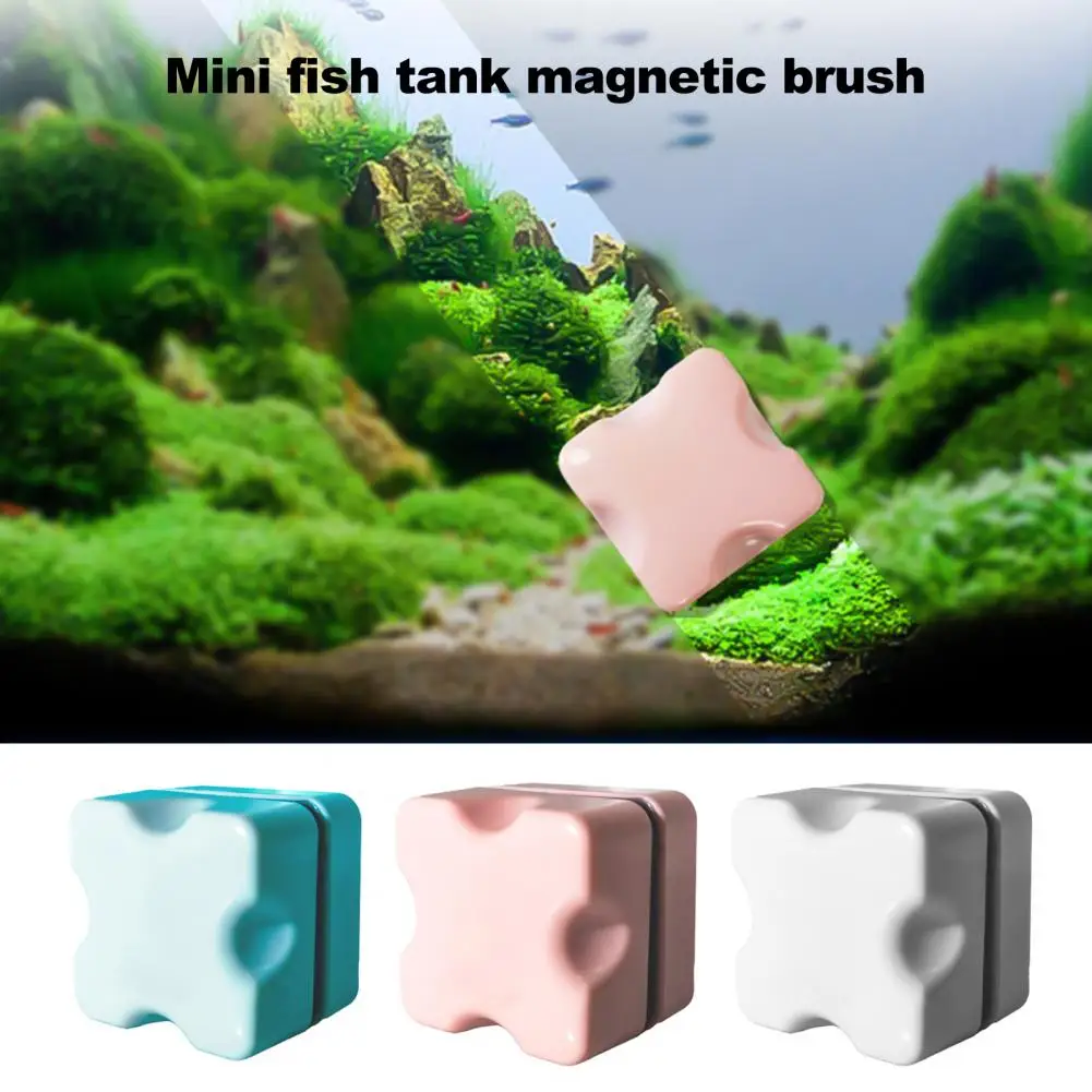 Mini Magnetic Fish Tank Brush Algae Scraper Cleaner Easy Grip Double-Sided Floating Window Cleaning Brush Aquarium Accessories