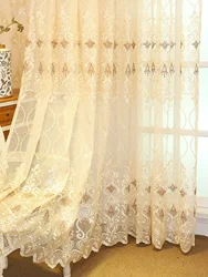 Embroidery Technology European Style Translucent Embroidery Yarn 1PC Curtains for Bedroom