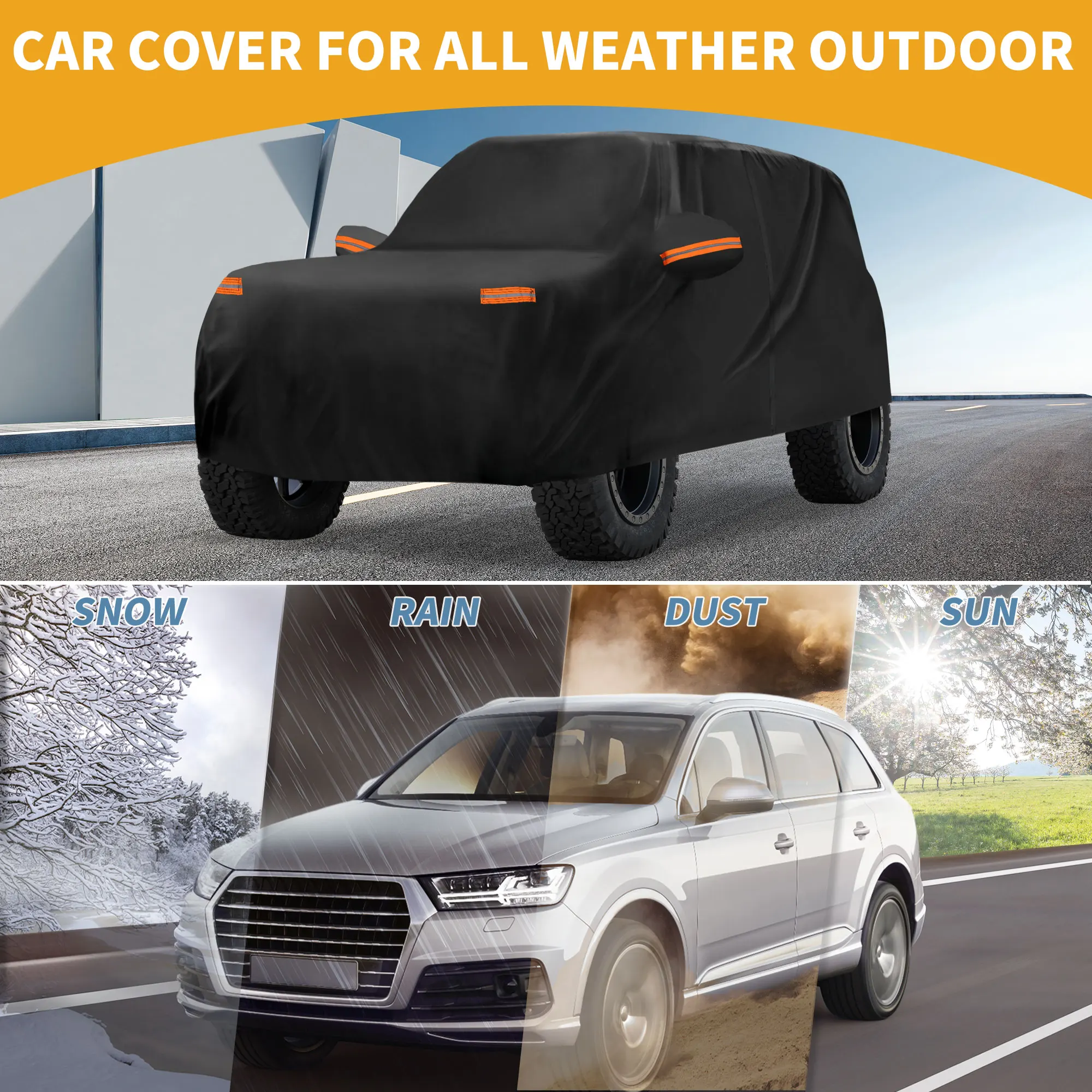 

Uxcell Car Cover All Weather for Ford Bronco Black 190T-Pu with Left Zipper