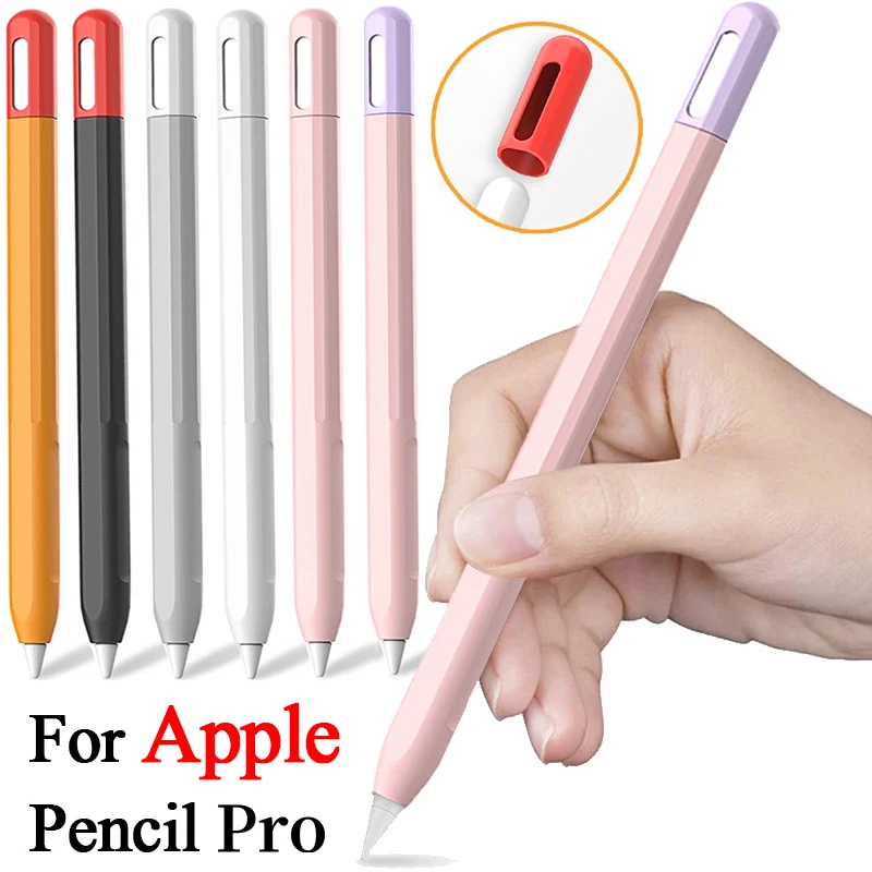 2in1 Pencil Case Holder Cover for Apple Pencil Pro Color Matching Soft Silicone Ultra Thin Sleeve Protective for IPad Pencil Pro