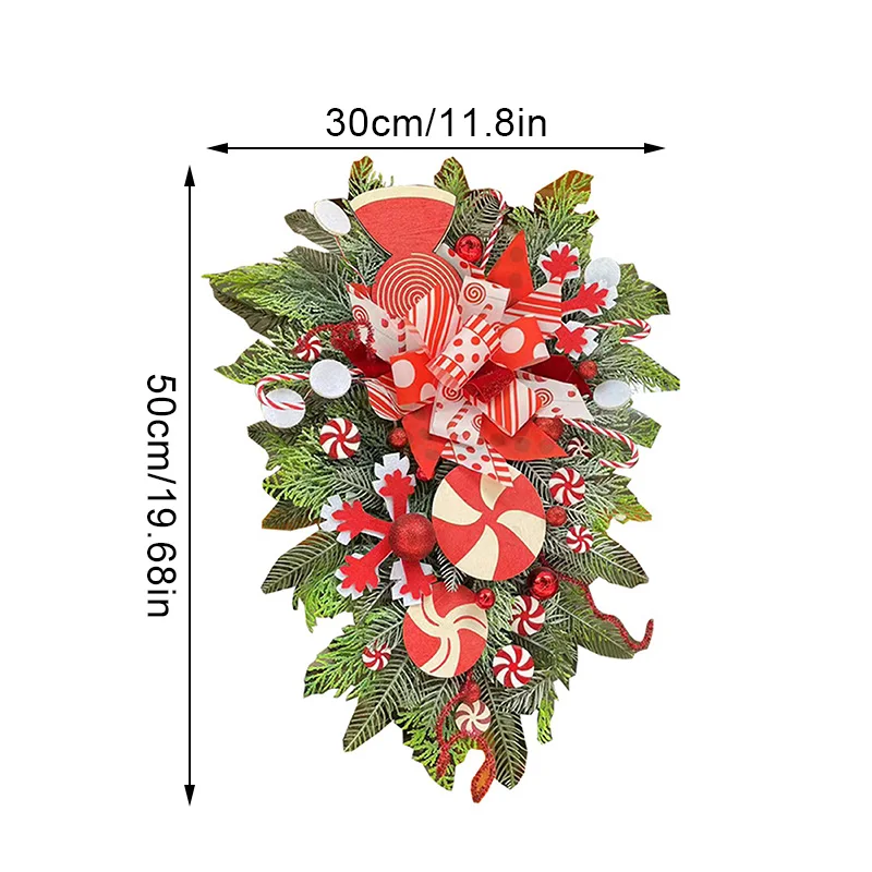 Guirxiété de Noël artificielle à l'envers, guirxiété d'arbre, ornement de Noël, porche, fenêtre, porte, mur, décoration, 1 pièce