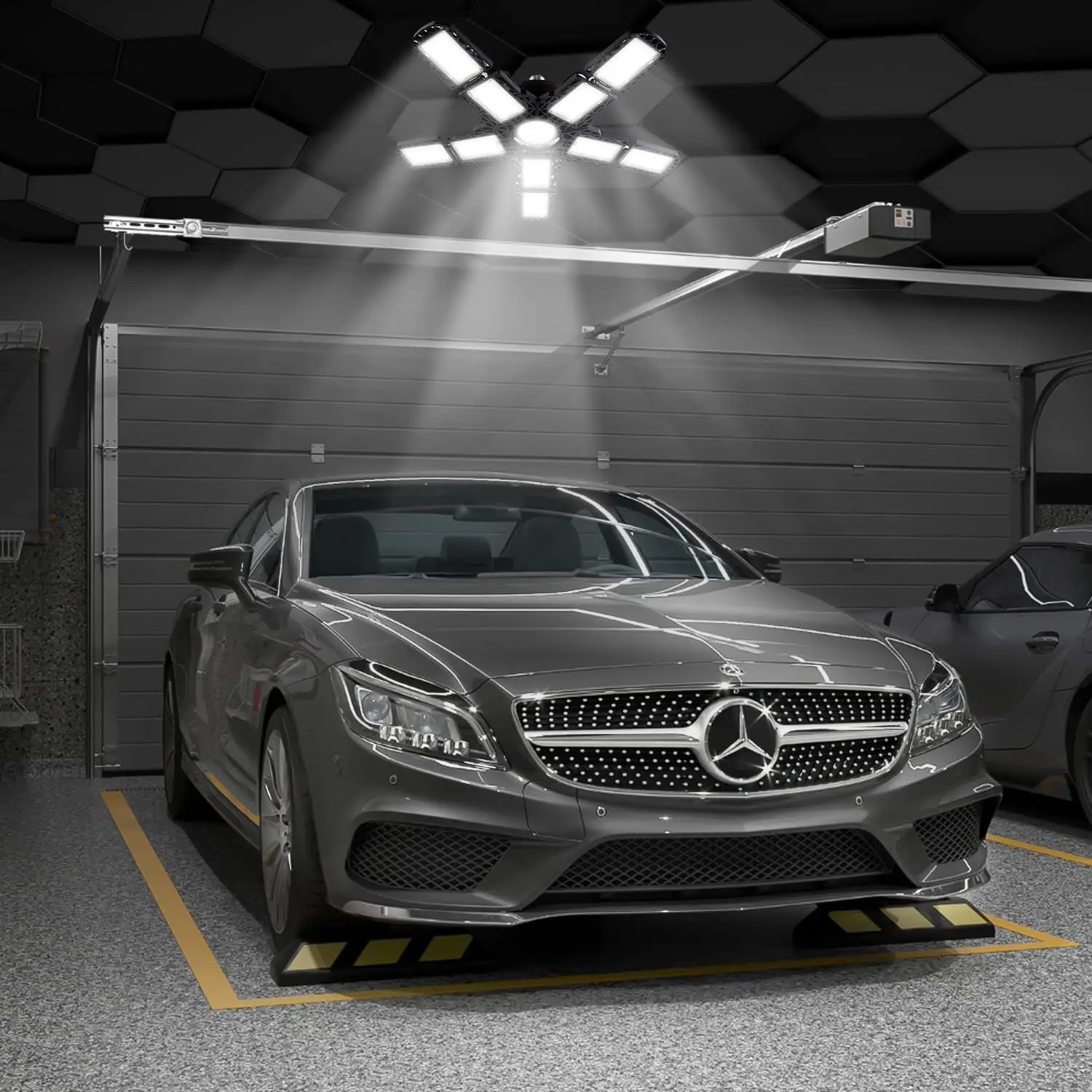 لوحات قابلة للتشوه LED مصباح المرآب المسمار في لمبة E26/E27 (غير متضمنة) مصباح السقف لورشة عمل المستودعات الصناعية