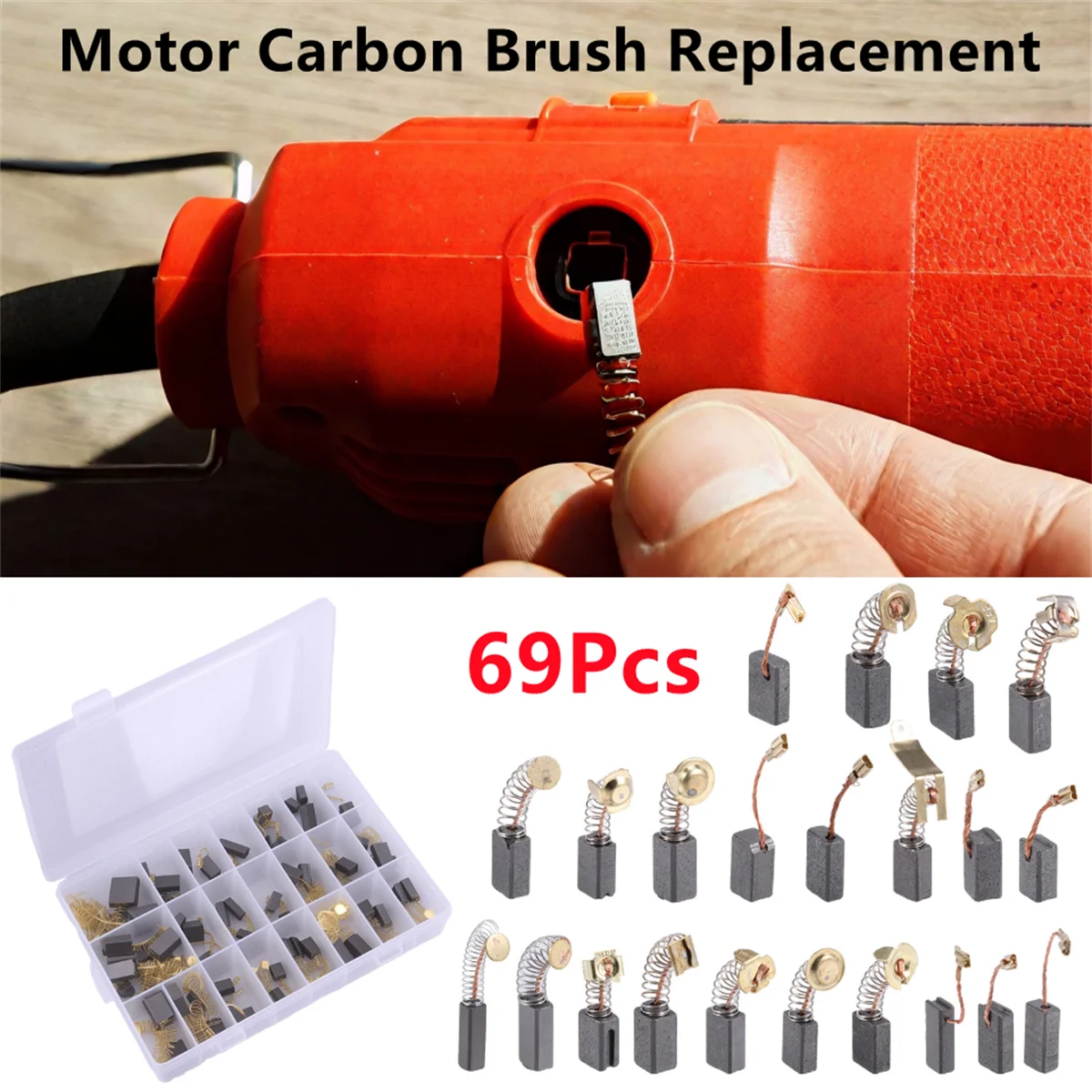 

69Pcs/set 23 Sizes Electric Motor Carbon Brushes Replacement For Power Tool Hammer Drills Circular Saws Replacement Carbon Brush