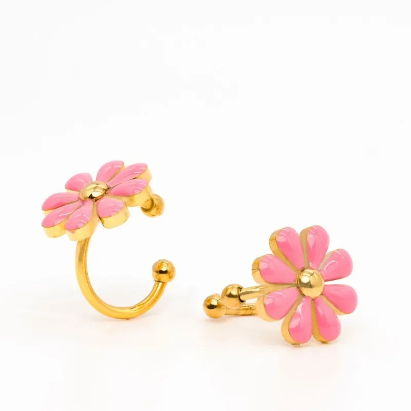 الفولاذ المقاوم للصدأ الصيف الساخن بيع الأزياء الصغيرة زيت الأقحوان بالتنقيط التيتانيوم الصلب الأذن العظام كليب صغير جديد وبسيط #5