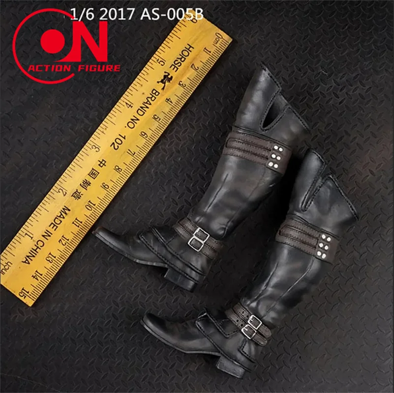 Bottes longues en cuir AS005 pour hommes, échelle 1/6, chaussures de soldat, modèle adapté au corps de figurine d'action de soldat HT PH TBL de 12 pouces, en Stock