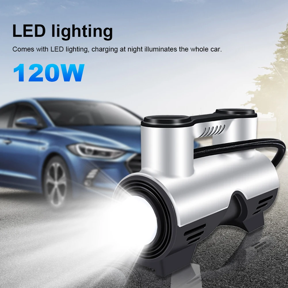 

Car Air Compressor 120W Electric Tire Inflator with LED Light Electric Tyre Inflatable Pump LCD Display Portable Tire Inflator