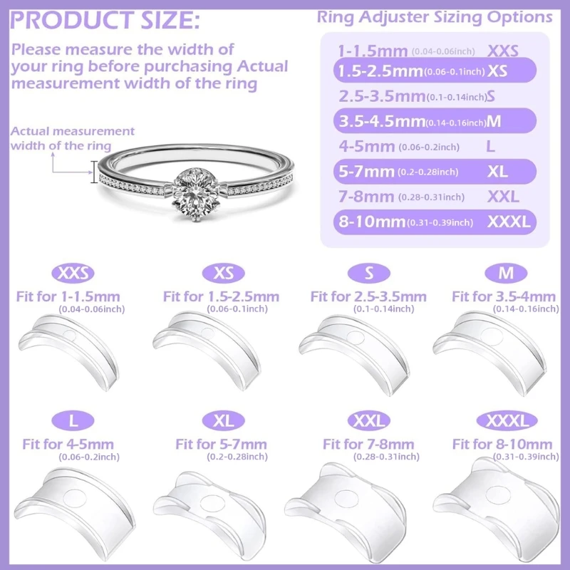 Ring Size Adjuster Set for Loose Rings Invisible Plastic Reducer Tightener Comfortable Sizing Strips Accessories