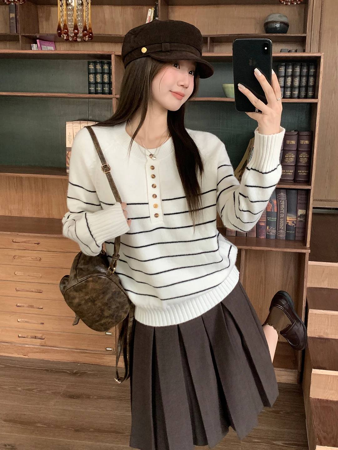 

Korean Sle Striped Knitwear Women's Crew Ne Sweater Premium Quali Long Sve Comfortable Fit Faionable Autumn Winter...