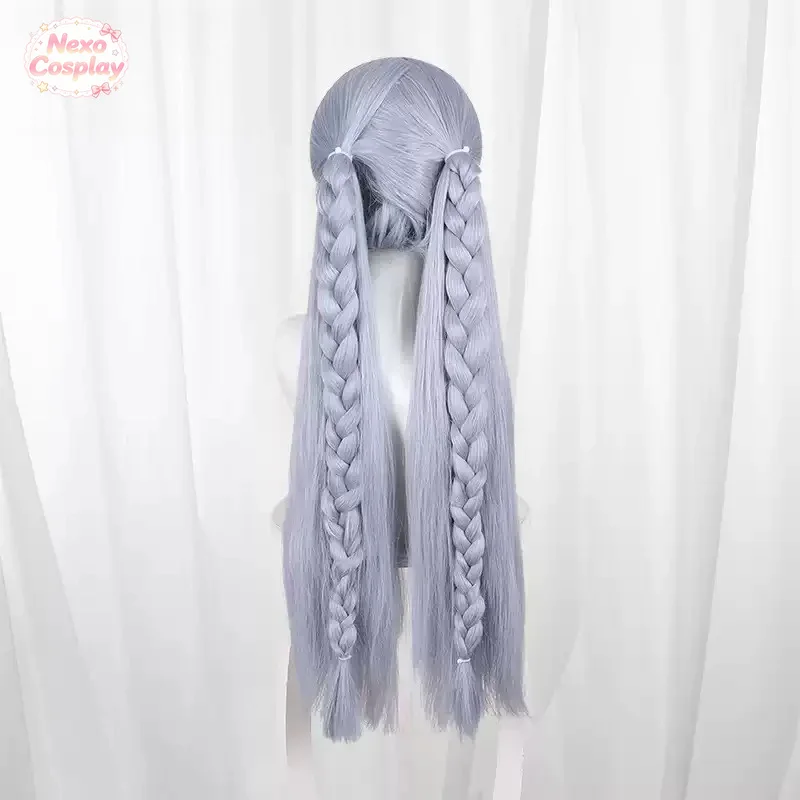 Zenless Zone Zero Velina Cosplay Wig Blue-Grey Twin Tails Middle Part NexoCosplay view 5